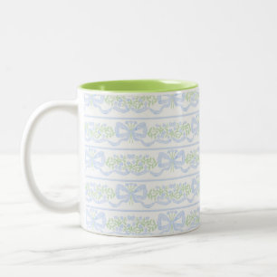 Preppy Grandmillennial Coquette Preppy Floral Two-Tone Coffee Mug