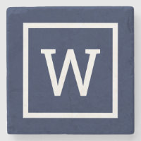 Preppy Graphic Border Monogram Simple Navy Blue
