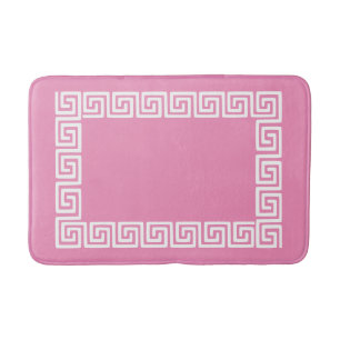 Preppy Greek Key – Pink & White Bath Mat