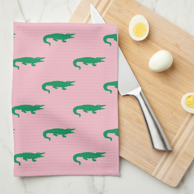 Preppy Green Alligator Tea Towel (Quarter Fold)