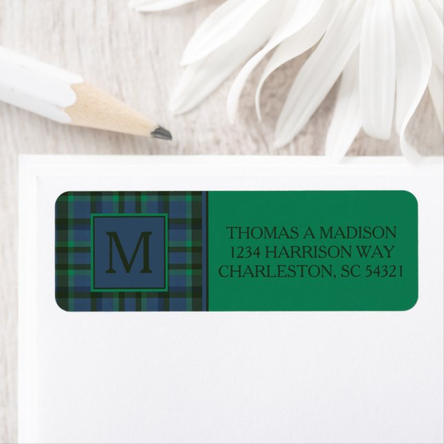 Preppy Green and Blue Plaid Monogram (Insitu)