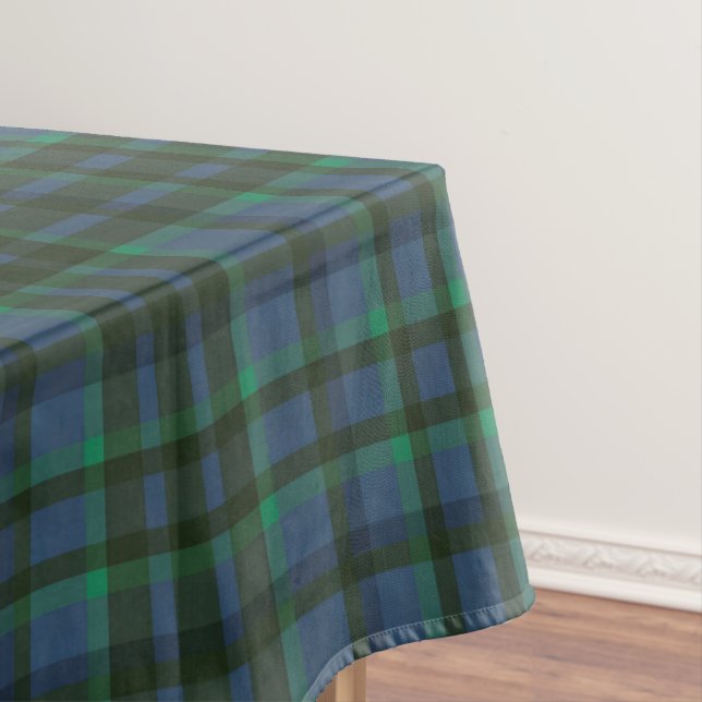 Preppy Green and Blue Plaid Tablecloth (In Situ)