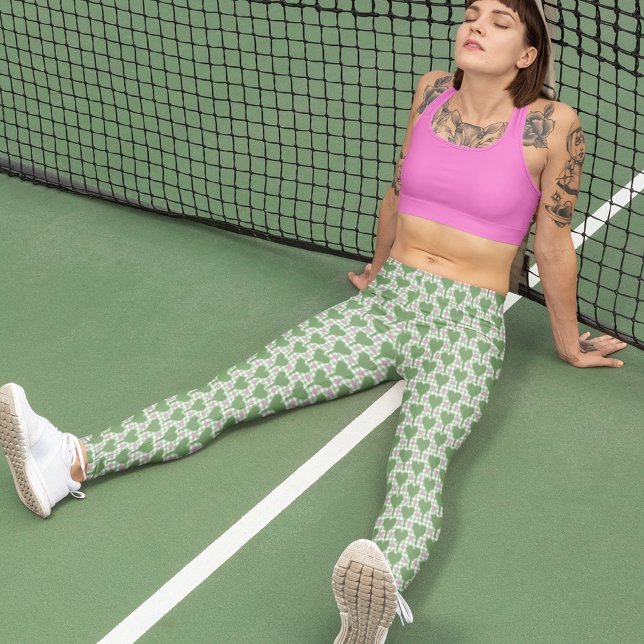Preppy Green and Pink Gingham Pickleball Leggings (Creator Uploaded)