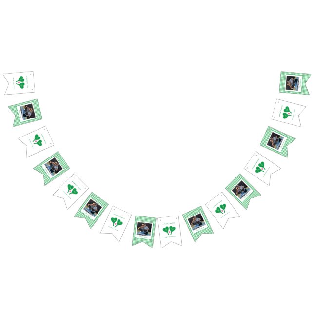 Preppy Green and Pink Wedding Pickleball Bunting (All)