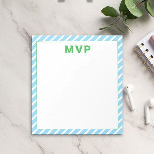 Preppy Green & Blue Striped Personalised Modern Notepad