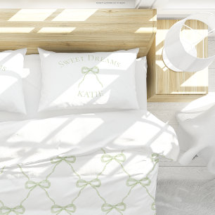 Preppy Green Bow Sweet Dreams Decorative Cushion