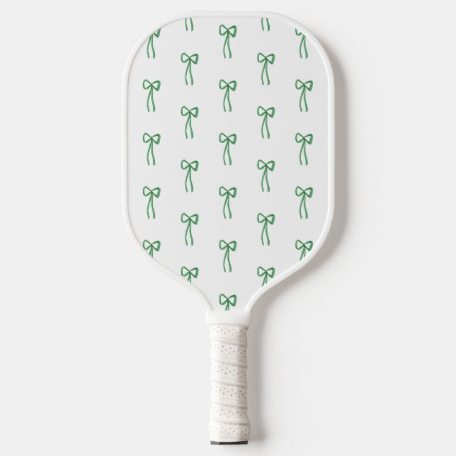 Preppy Green Bows for May or Saint Patrick’s Day Pickleball Paddle (Front)