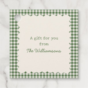 Preppy Green Gingham Whimsical Scallop Gift From Favour Tags