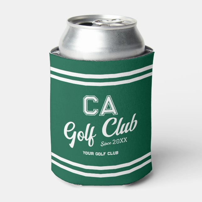 Preppy Green Golf Club Custom Crest Party Can Cooler (Can Front)