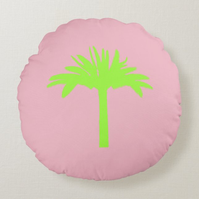 Preppy Green Palm Tree Pillow (Front)