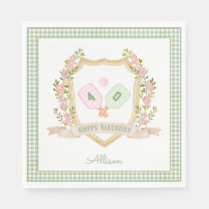 Preppy Green Pickle Ball   Custom Birthday Year Napkin