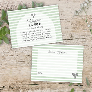 Preppy Green Tennis Baby Shower Diaper Raffle Enclosure Card