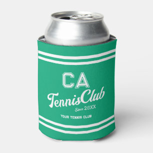 Preppy Green Tennis Club Custom Crest Party Can Cooler