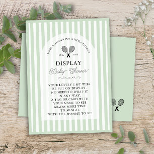 Preppy Green Tennis Gifts on Display Baby Shower Enclosure Card