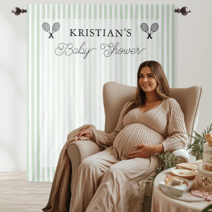Preppy Green Tennis Theme Baby Shower Backdrop Tapestry
