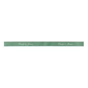 Preppy Green Wedding Personalised Name Satin Ribbon