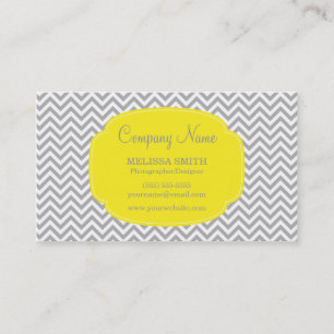 Preppy Grey Yellow Chevron Business Card