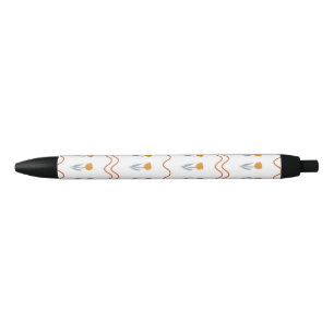 Preppy Groovy Stripe Tulip Flower Pattern Black Ink Pen