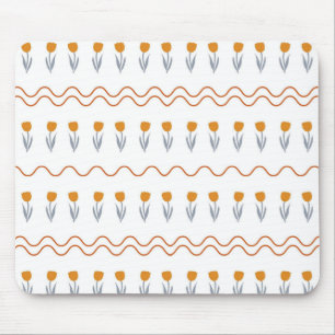 Preppy Groovy Stripe Tulip Flower Pattern Mouse Mat