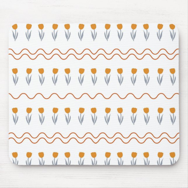 Preppy Groovy Stripe Tulip Flower Pattern  Mouse Mat (Front)
