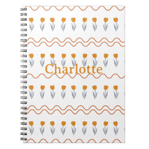 Preppy Groovy Stripe Tulip Flower Pattern  Notebook