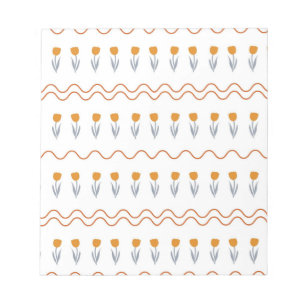 Preppy Groovy Stripe Tulip Flower Pattern Notepad