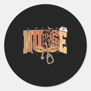 Preppy Halloween Spooky Nurse Coquette Bow Stethos Classic Round Sticker