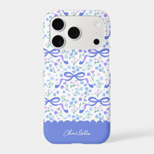 Preppy Hand Drawn Coquette Blue purple bows