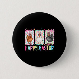 Preppy Happy Easter Chicken Coquette Bow Cute Farm 6 Cm Round Badge