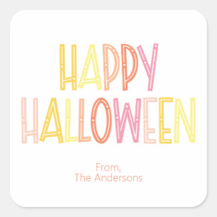 Preppy Happy Halloween Square Sticker