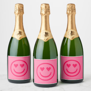 Preppy Heart Happy Face Sparkling Wine Label