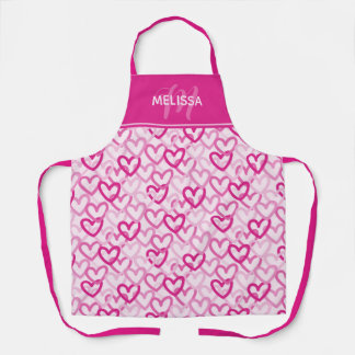 Preppy Hearts Pink Apron