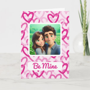 Preppy Hearts Pink Holiday Card