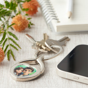 Preppy Hearts Pink Key Ring