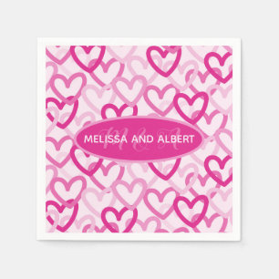 Preppy Hearts Pink Napkin