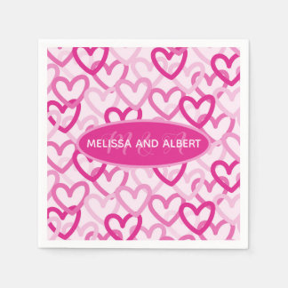 Preppy Hearts Pink Napkin