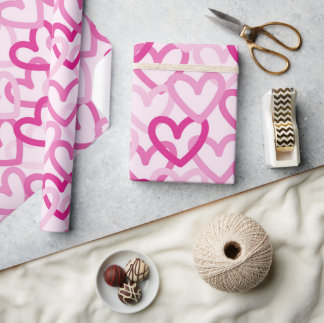 Preppy Hearts Pink Wrapping Paper