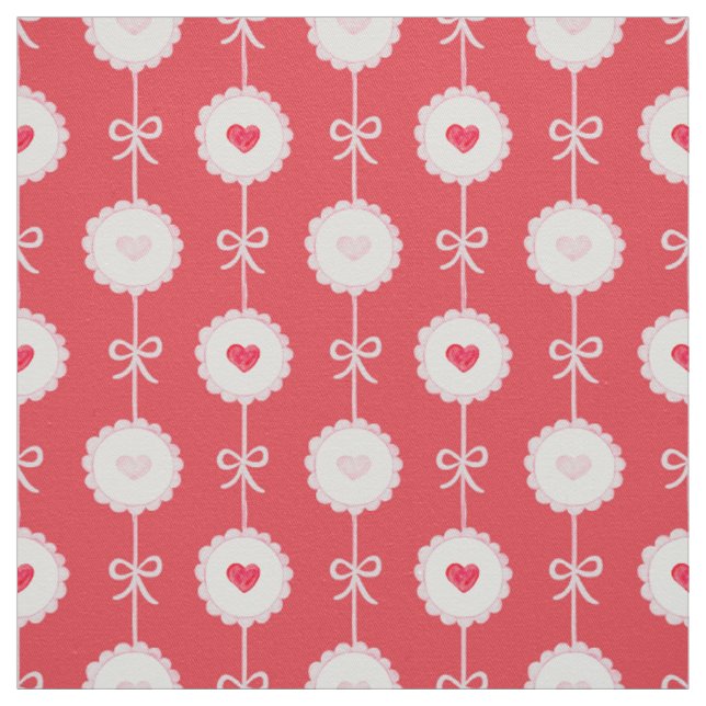 Preppy Hearts Valentine's Day  Fabric (Swatch)