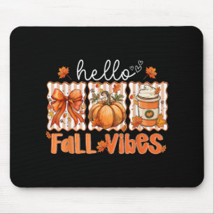 Preppy Hello Fall Vibes Coquette Latte Pumpkin Tha Mouse Mat