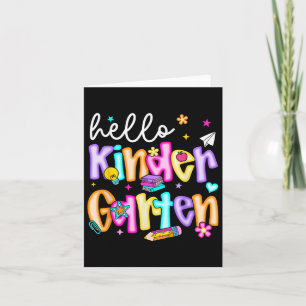 Preppy Hello Kindergarten Back To School Teachers Card