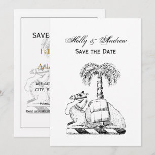 Preppy Heraldic Camel Palm Tree Coat of Arms Invitation