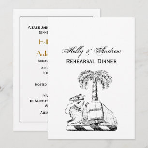 Preppy Heraldic Camel Palm Tree Coat of Arms Invitation