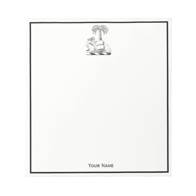 Preppy Heraldic Camel Palm Tree Coat of Arms Notepad (Front)
