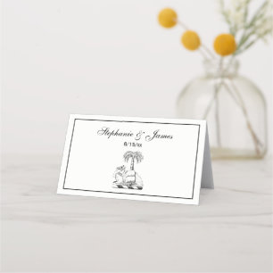 Preppy Heraldic Camel Palm Tree Coat of Arms Place Card
