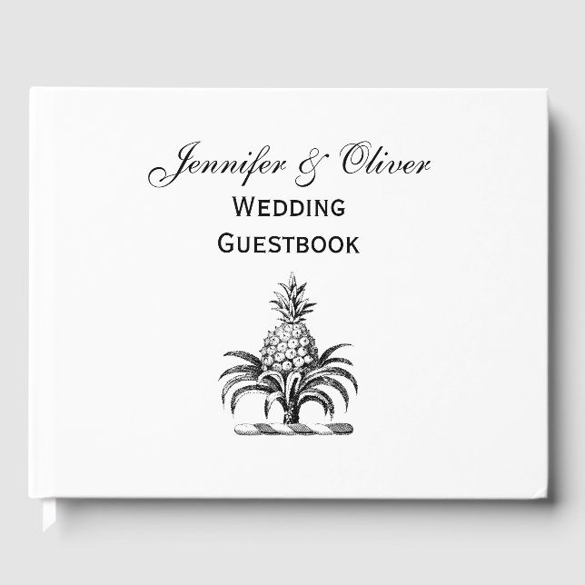 Preppy Heraldic Pineapple Coat of Arms Crest Guest Book (Front)