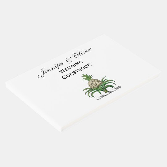 Preppy Heraldic Pineapple Coat of Arms Crest Guest Book