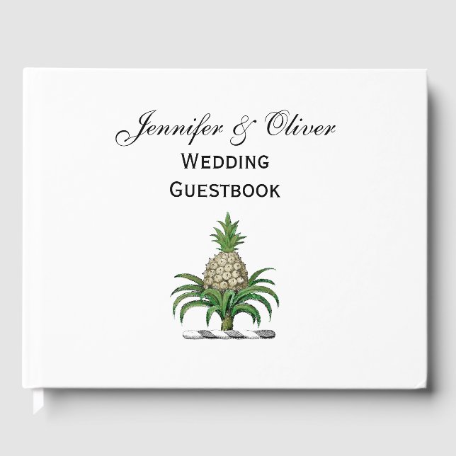 Preppy Heraldic Pineapple Coat of Arms Crest Guest Book (Front)