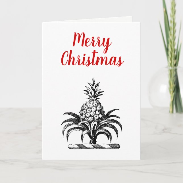 Preppy Heraldic Pineapple Coat of Arms Crest Holiday Card (Front)