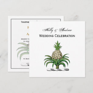 Preppy Heraldic Pineapple Coat of Arms Crest Invitation