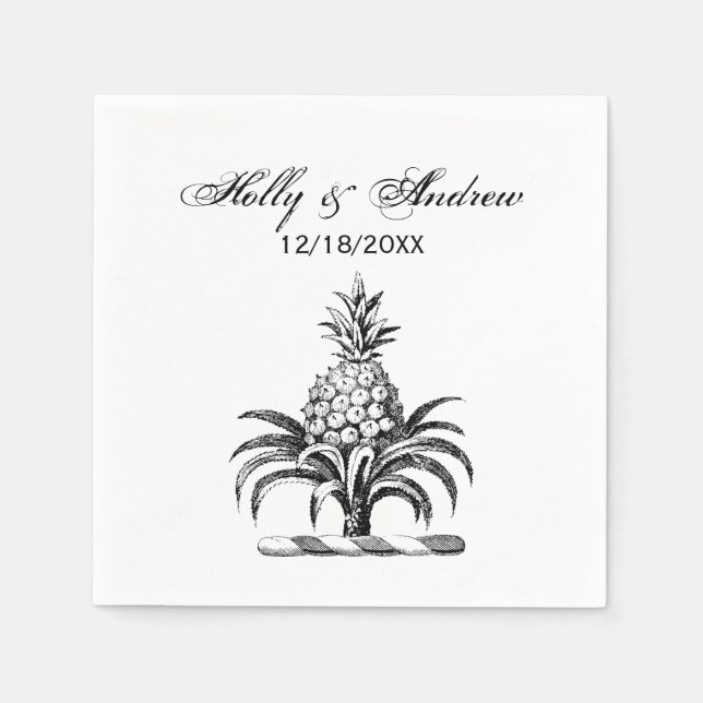 Preppy Heraldic Pineapple Coat of Arms Crest Napkin (Front)